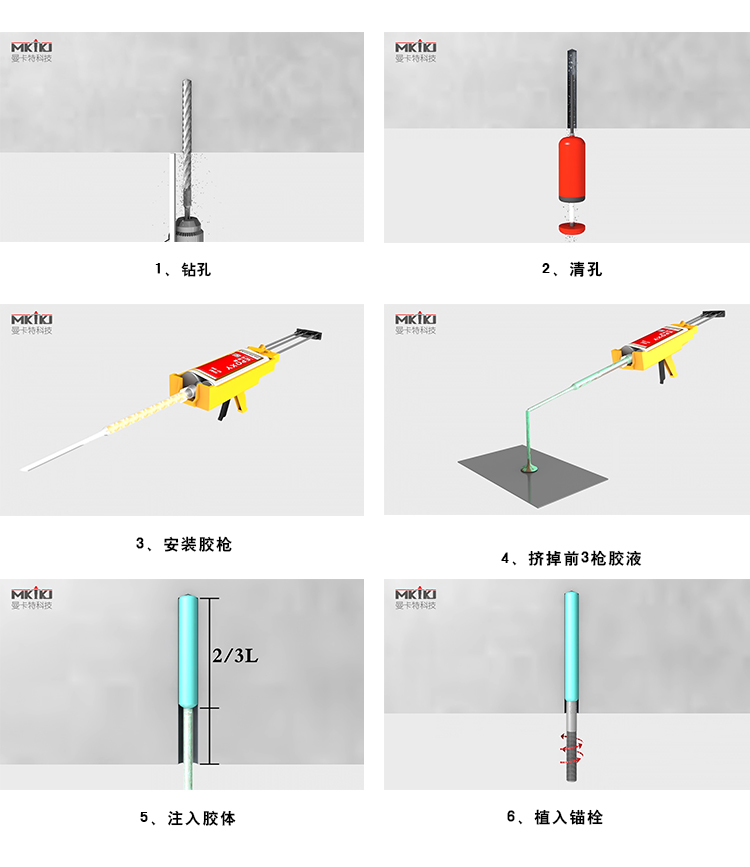 致電曼卡特索取3D植筋膠施工方法視頻，2分鐘學(xué)會植筋膠施工技術(shù)