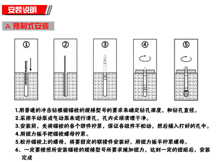 曼卡特自切底機(jī)械錨栓安裝說(shuō)明