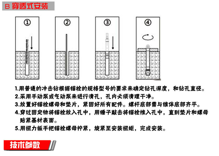 曼卡特自切底機(jī)械錨栓技術(shù)參數(shù)