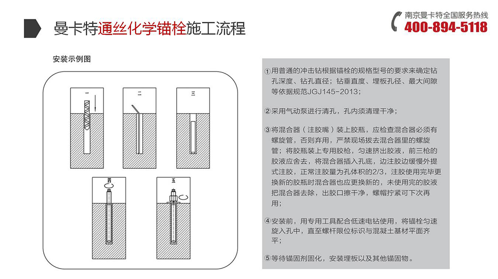 通絲化學(xué)錨栓_20_曼卡特通絲化學(xué)錨栓施工流程